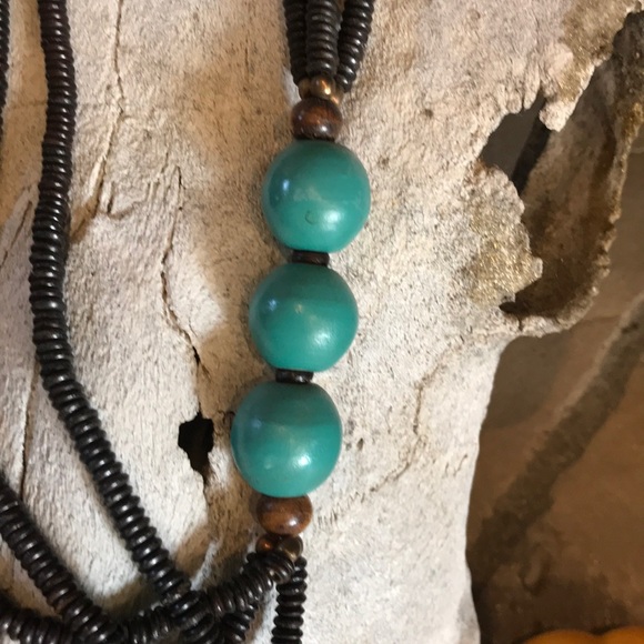 Wood & Metal Turquoise Necklace 💙🌵💙 - Picture 4 of 5